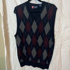Chaps Men's Navy Argyle V-Neck Knit Sweater Vest